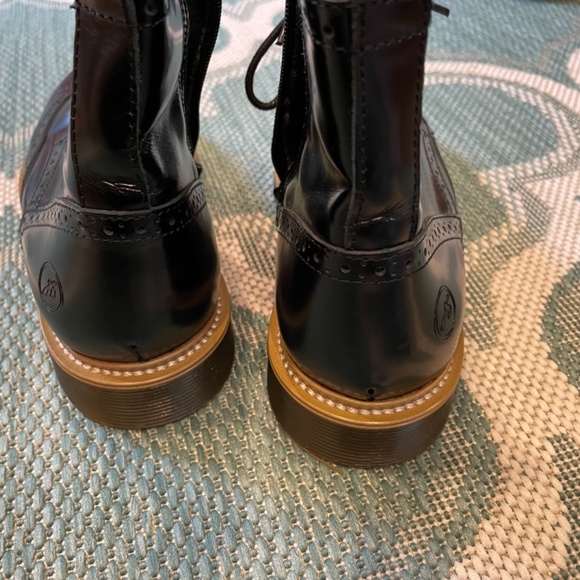 Bronx Black Doc-Like Zip Up Wing Tip Boots Size 38 - Picture 4 of 11